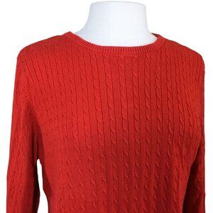 The Limited 3/4 Sleeve Back Zip Red Cable Knit Stretch Pullover Sweater XL